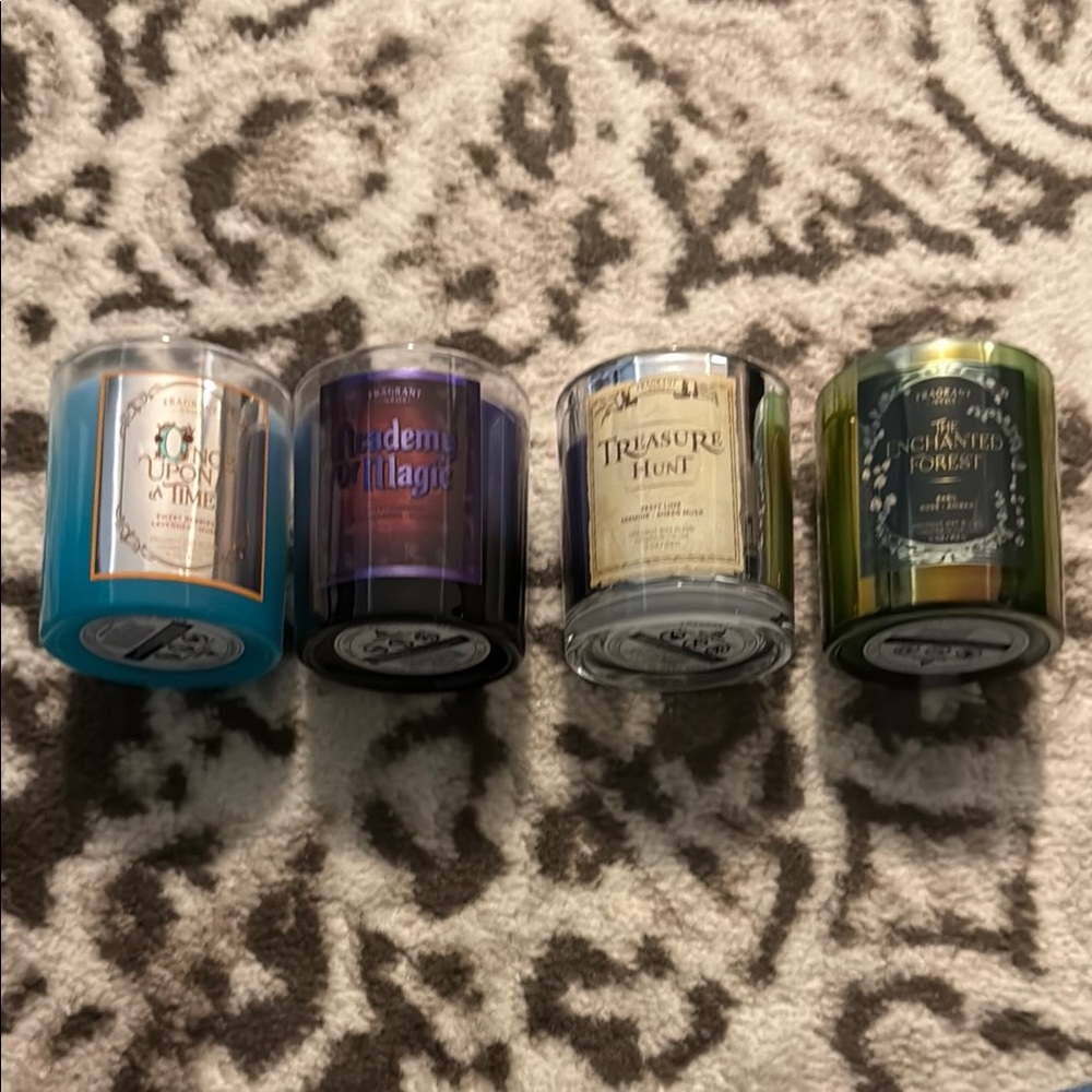Set of Scented Candles - Blue, Purple, Clear, Green